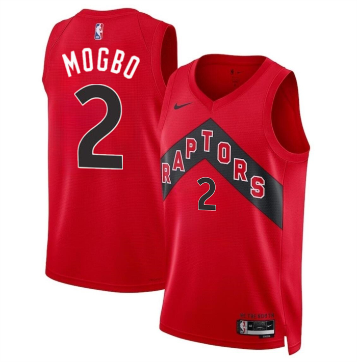Personalized Men’s Toronto Raptors #2 Jonathan Mogbo Red 2024 Draft Icon Edition Stitched Basketball Jersey
