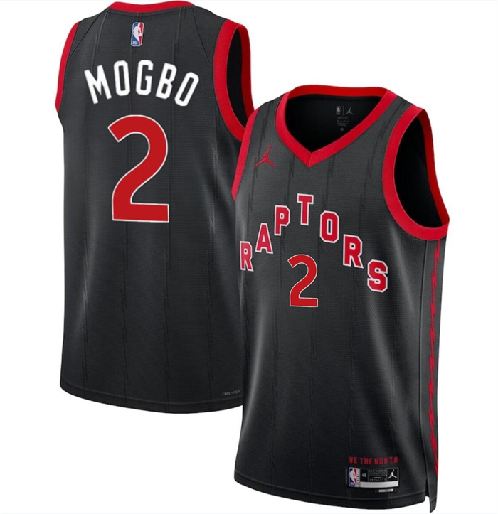 Personalized Men’s Toronto Raptors #2 Jonathan Mogbo Black 2024 Draft Statement Edition Stitched Basketball Jersey