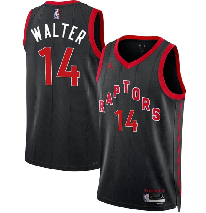Personalized Men’s Toronto Raptors #14 Ja’Kobe Walter Black 2024 Draft Statement Edition Stitched Basketball Jersey