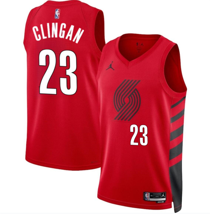 Personalized Men’s Portland Trail Blazers #23 Donovan Clingan Red 2024 Draft Statement Edition Stitched Basketball Jersey