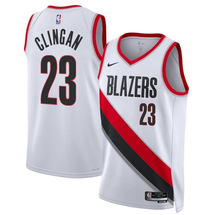 Personalized Men’s Portland Trail Blazers #23 Donovan Clingan White 2024 Draft Association Edition Stitched Basketball Jersey