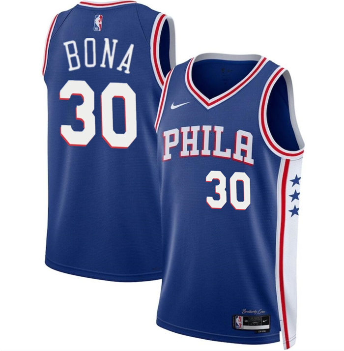 Personalized Men’s Philadelphia 76ers #30 Adam Bona Royal 2024 Draft Icon Edition Stitched Jersey