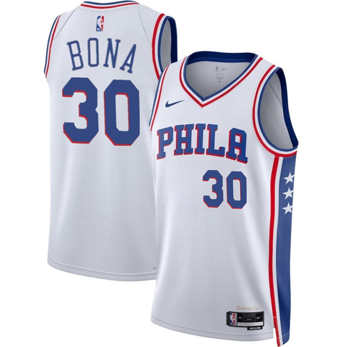 Personalized Men’s Philadelphia 76ers #30 Adam Bona White 2024 Draft Association Edition Stitched Jersey