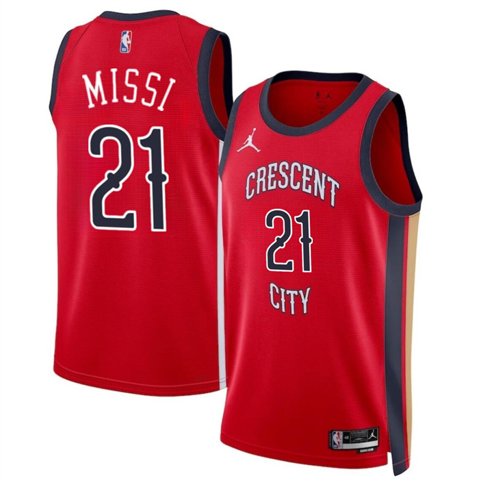 Personalized Men’s New Orleans Pelicans #21 Yves Missi Red 2024 Draft Statement Edition Stitched Basketball Jersey