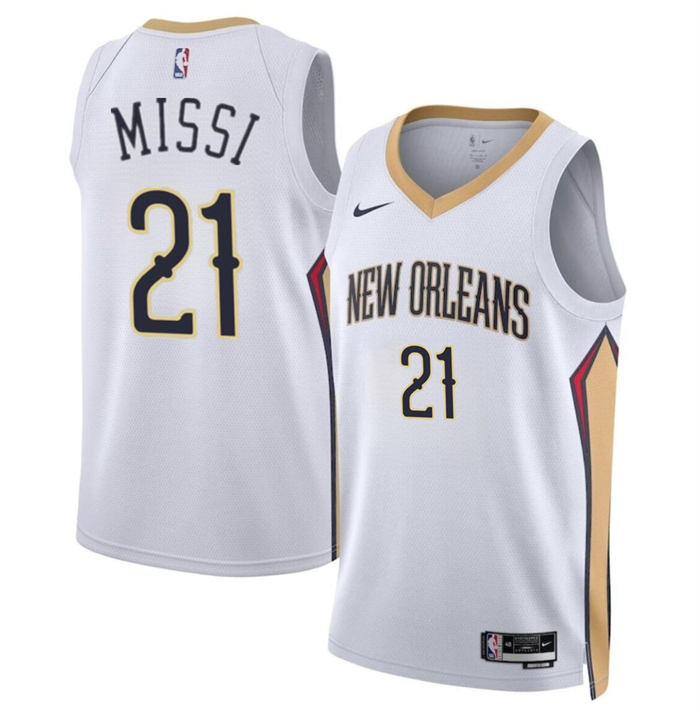 Personalized Men’s New Orleans Pelicans #21 Yves Missi White 2024 Draft Association Edition Stitched Basketball Jersey