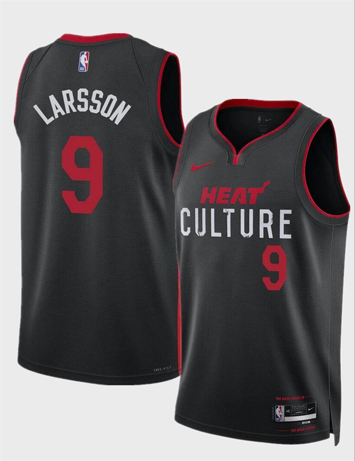 Personalized Men’s Miami Heat #9 Pelle Larsson Black 2024 Draft City Edition Stitched Basketball Jersey
