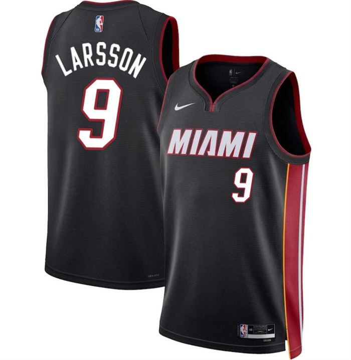 Personalized Men’s Miami Heat #9 Pelle Larsson Black 2024 Draft Icon Edition Stitched Basketball Jersey