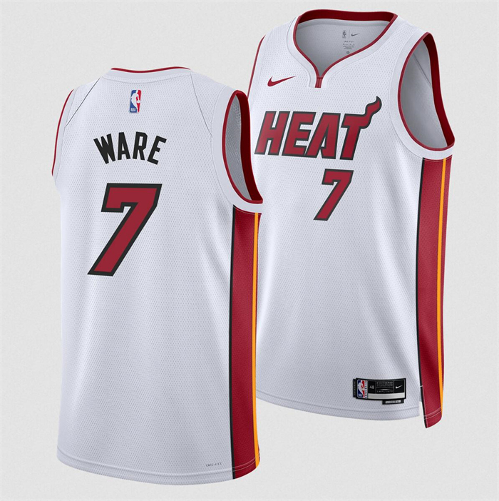 Personalized Men’s Miami Heat #7 Kel’el Ware White 2024 Draft Association Edition Stitched Basketball Jersey