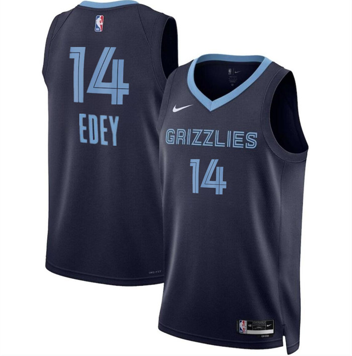 Personalized Men’s Memphis Grizzlies #14 Zach Edey Navy 2024 Draft Icon Edition Stitched Jersey