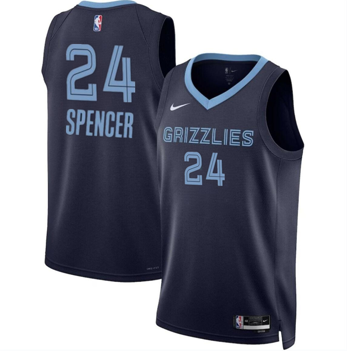 Personalized Men’s Memphis Grizzlies #24 Cam Spencer Navy 2024 Draft Icon Edition Stitched Jersey