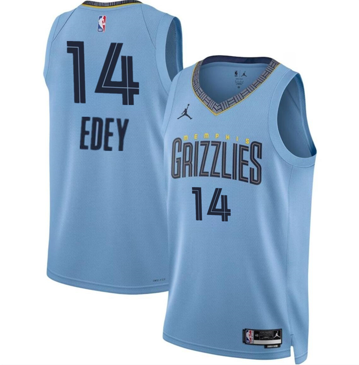 Personalized Men’s Memphis Grizzlies #14 Zach Edey Blue 2024 Draft Statement Edition Stitched Jersey