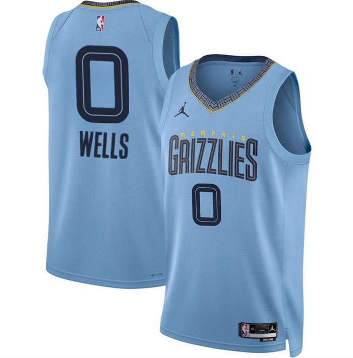 Personalized Men’s Memphis Grizzlies #0 Jaylen Wells Blue 2024 Draft Statement Edition Stitched Jersey