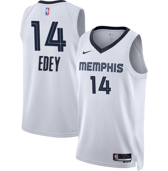 Personalized Men’s Memphis Grizzlies #14 Zach Edey White 2024 Draft Association Edition Stitched Jersey
