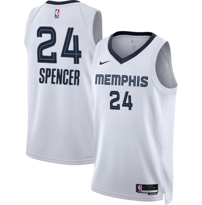 Personalized Men’s Memphis Grizzlies #24 Cam Spencer White 2024 Draft Association Edition Stitched Jersey