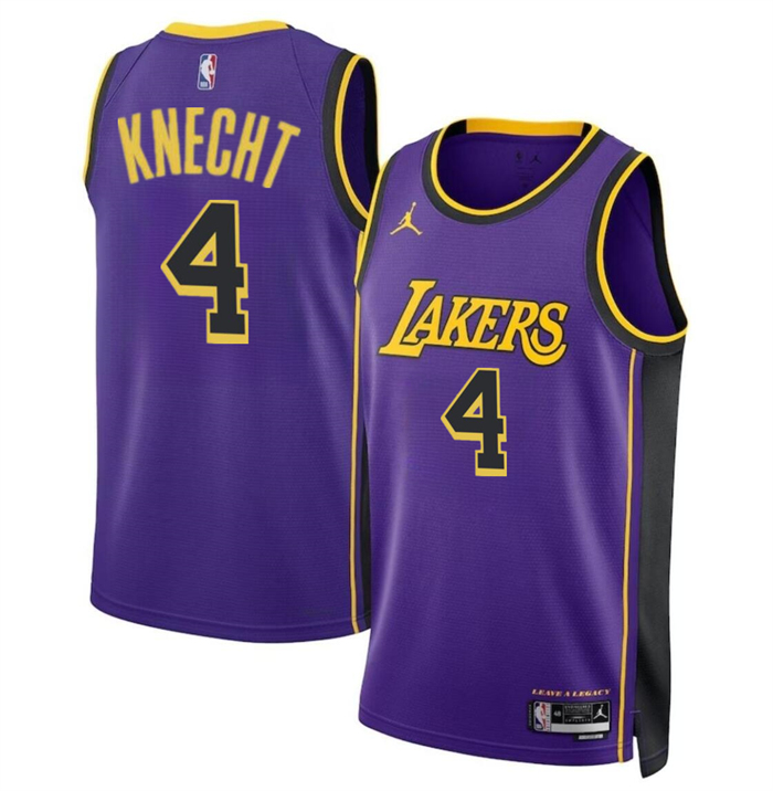 Personalized Men’s Los Angeles Lakers #4 Dalton Knecht Purple 2024 Draft Statement Edition Stitched Basketball Jersey