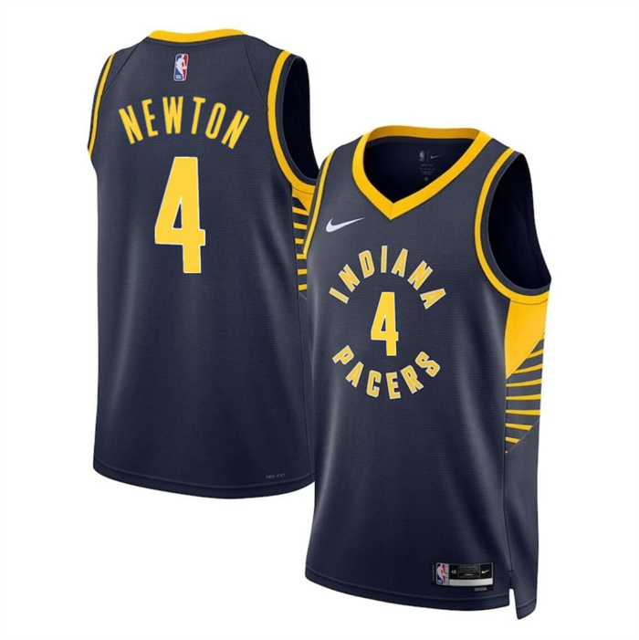 Personalized Men’s Indiana Pacers #4 Tristen Newton Navy 2024 Draft Icon Edition Stitched Basketball Jersey