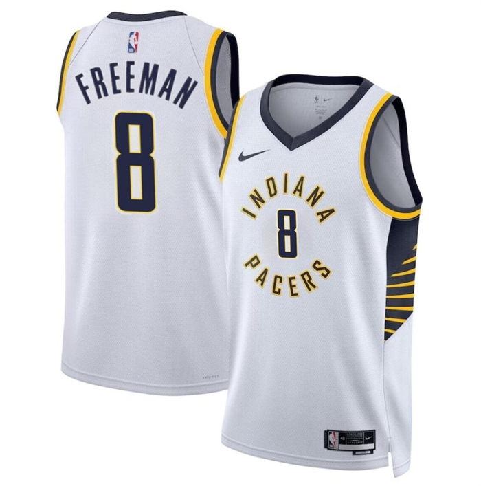 Personalized Men’s Indiana Pacers #8 Enrique Freeman White 2024 Draft Association Edition Stitched Basketball Jersey