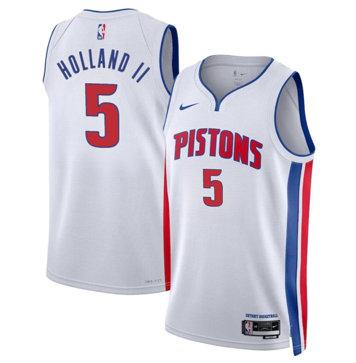 Personalized Men’s Detroit Pistons #5 Ron Holland II White 2024 Draft Association Edition Stitched Jersey