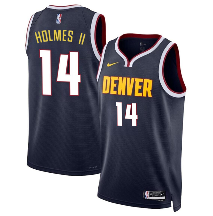 Personalized Men’s Denver Nuggets #14 DaRon Holmes II Navy 2024 Draft Icon Edition Stitched Basketball Jersey