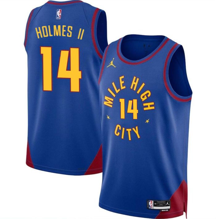 Personalized Men’s Denver Nuggets #14 DaRon Holmes II Blue 2024 Draft Statement Edition Stitched Basketball Jersey