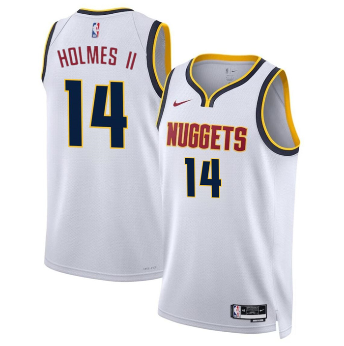 Personalized Men’s Denver Nuggets #14 DaRon Holmes II White 2024 Draft Association Edition Stitched Basketball Jersey