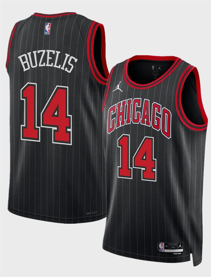 Personalized Men’s Chicago Bulls #14 Matas Buzelis Black 2024 Draft Statement Edition Stitched Basketball Jersey
