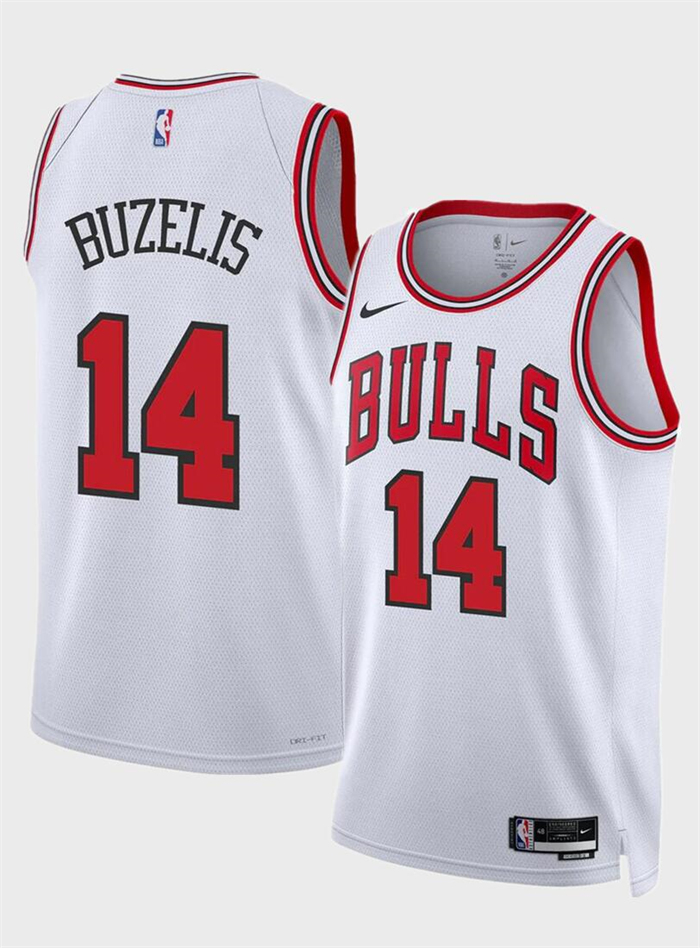 Personalized Men’s Chicago Bulls #14 Matas Buzelis White 2024 Draft Association Edition Stitched Basketball Jersey