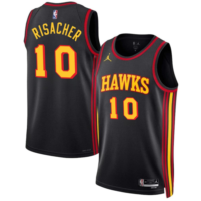 Personalized Men’s Atlanta Hawks #10 Zaccharie Risacher Black 2024 Draft Statement Edition Stitched Jersey