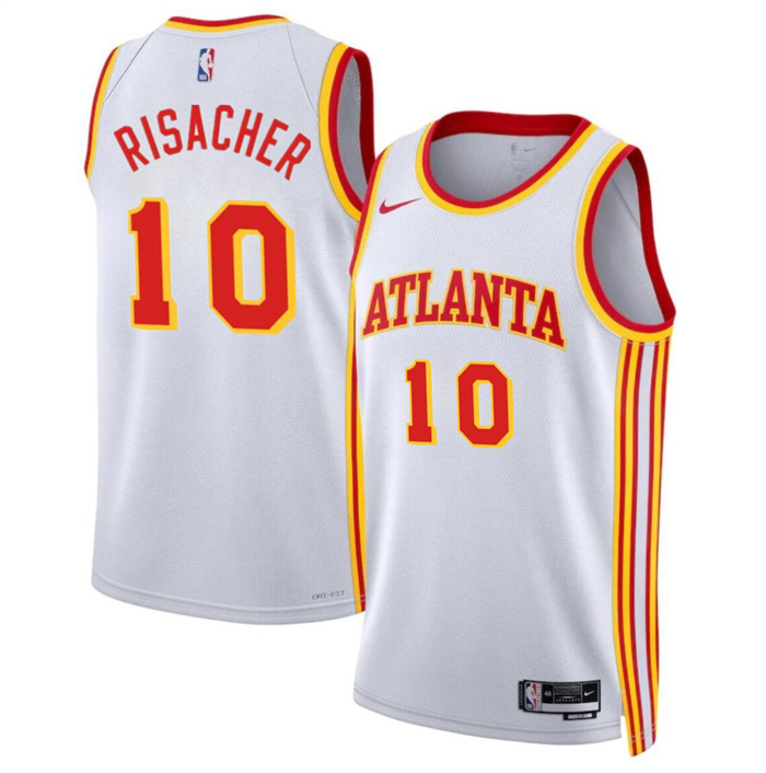 Personalized Men’s Atlanta Hawks #10 Zaccharie Risacher White 2024 Draft Association Edition Stitched Jersey