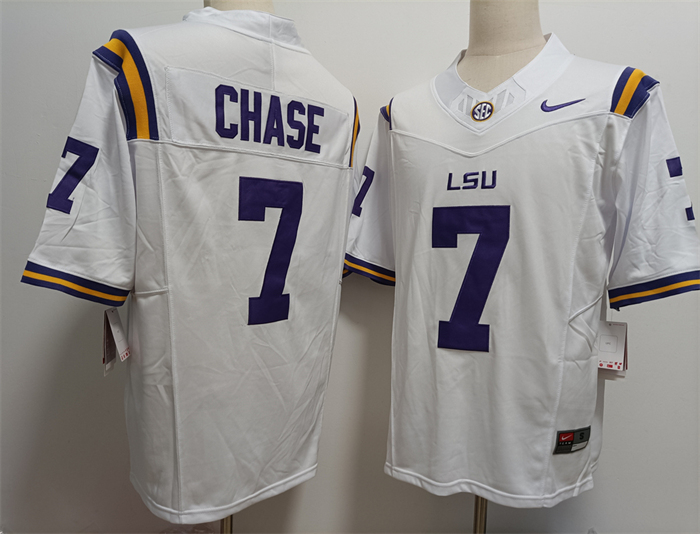 Personalized Men’s LSU Tigers #7 Ja’Marr Chase F.U.S.E White Stitched Jersey