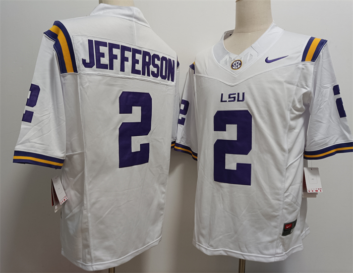 Personalized Men’s LSU Tigers #2 Justin Jefferson F.U.S.E White Stitched Jersey