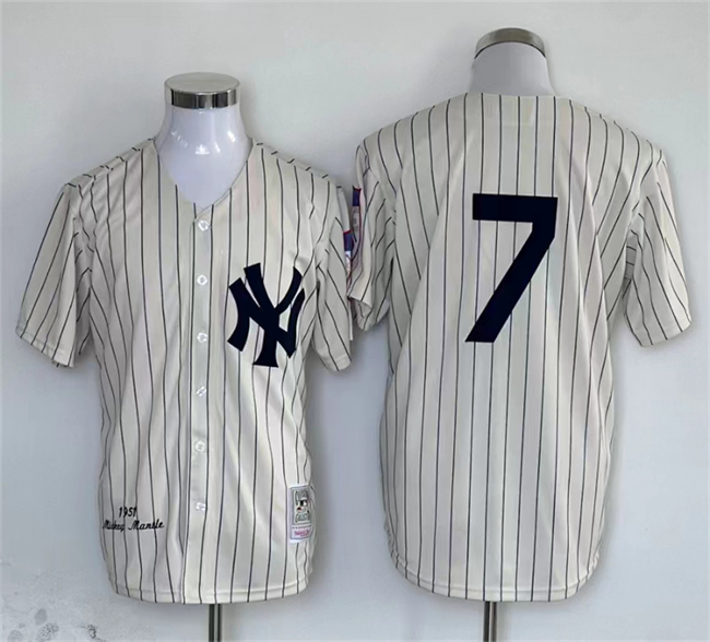 Personalized Men’s New York Yankees #7 Mickey Mantle Cream Cool Base Stitched Baseball Jersey