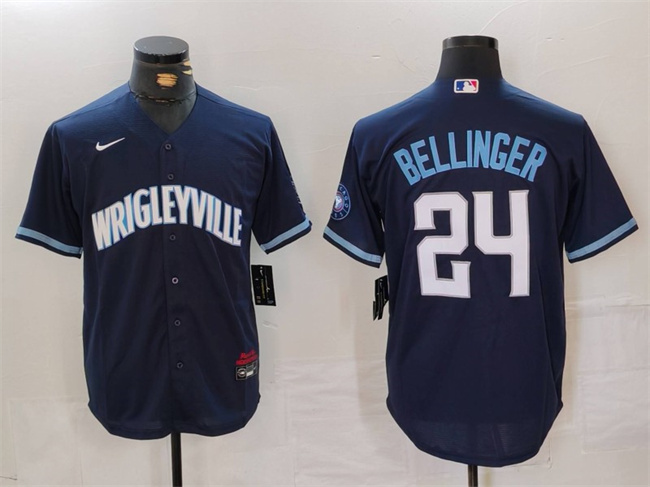 Personalized Men’s Chicago Cubs #24 Cody Bellinger Navy City Connect Cool Base Stitched Baseball Jersey