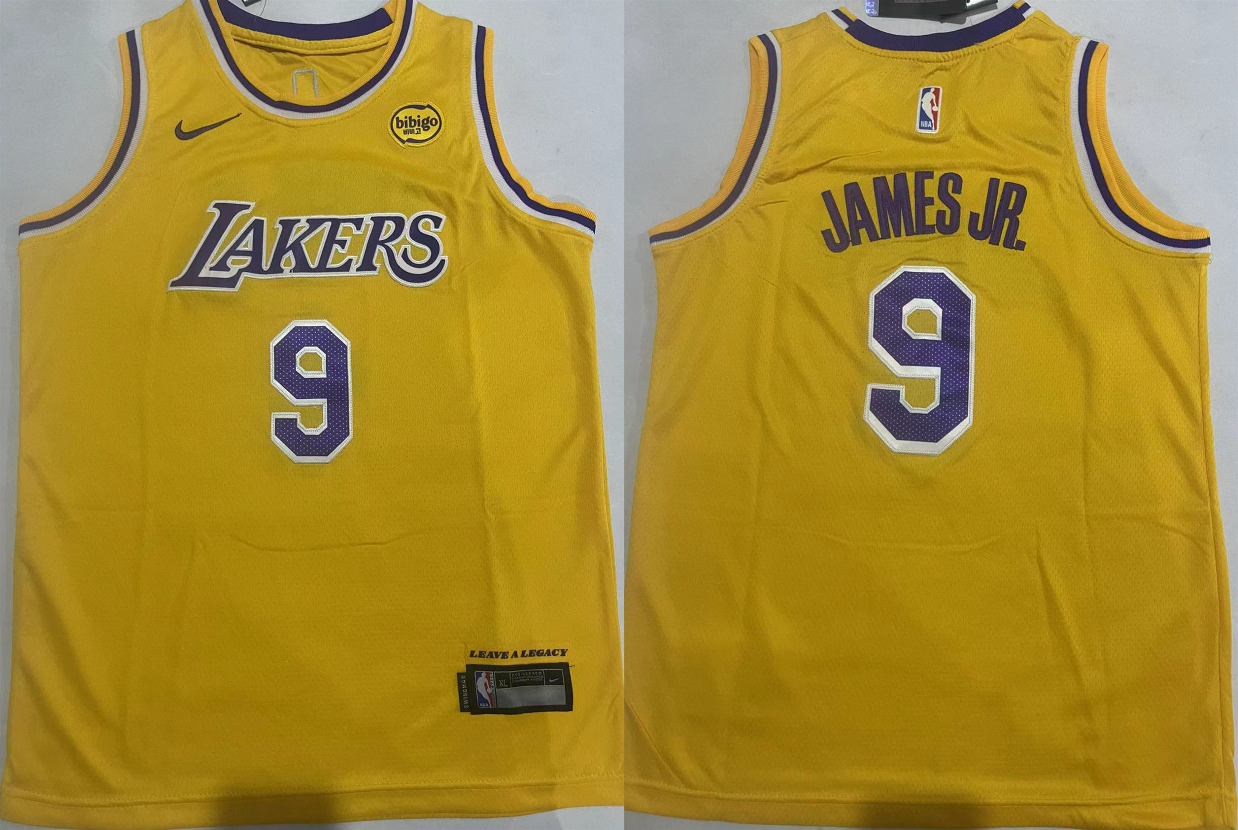 Personalized Youth Los Angeles Lakers #9 Bronny James Jr. Yellow Stitched Basketball Jersey