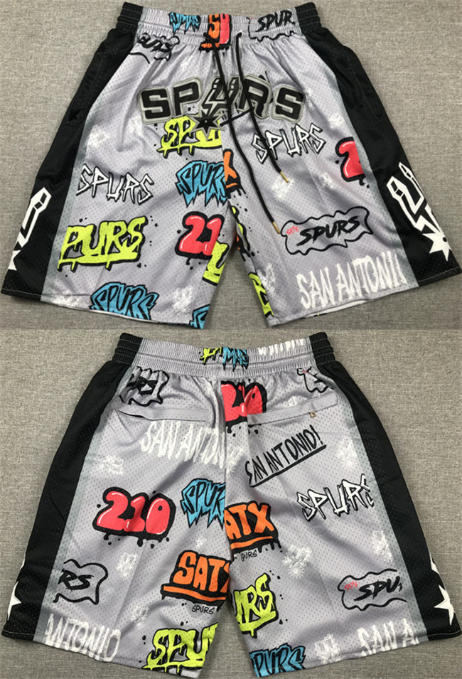 Personalized Men’s San Antonio Spurs Black Grey Shorts (Run Small)