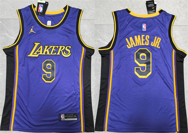 Personalized Men’s Los Angeles Lakers #9 Bronny James Jr. Purple Stitched Basketball Jersey