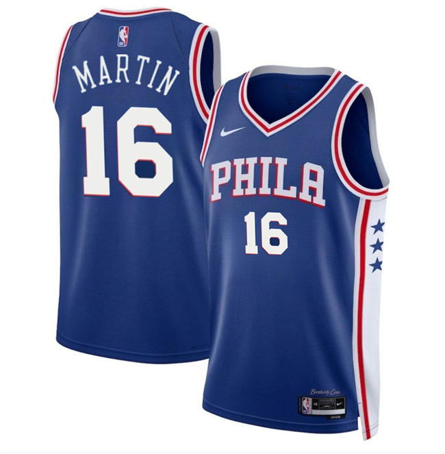 Personalized Men’s Philadelphia 76ers #16 Caleb Martin Royal Icon Edition Stitched Jersey