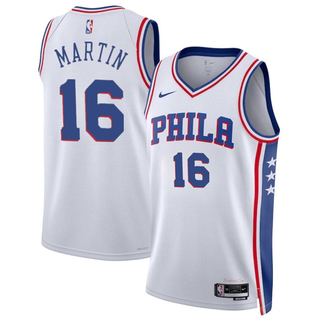 Personalized Men’s Philadelphia 76ers #16 Caleb Martin White Association Edition Stitched Jersey