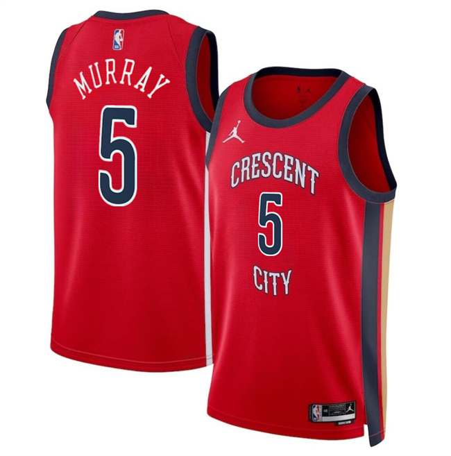 Personalized Men’s New Orleans Pelicans #5 Dejounte Murray Red Statement Edition Stitched Basketball Jersey
