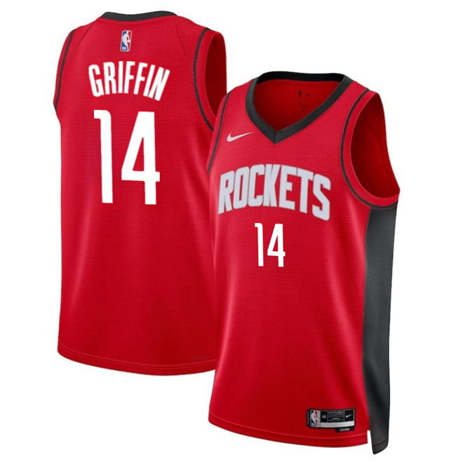 Personalized Men’s Houston Rockets #14 AJ Griffin Red Icon Edition Stitched Jersey
