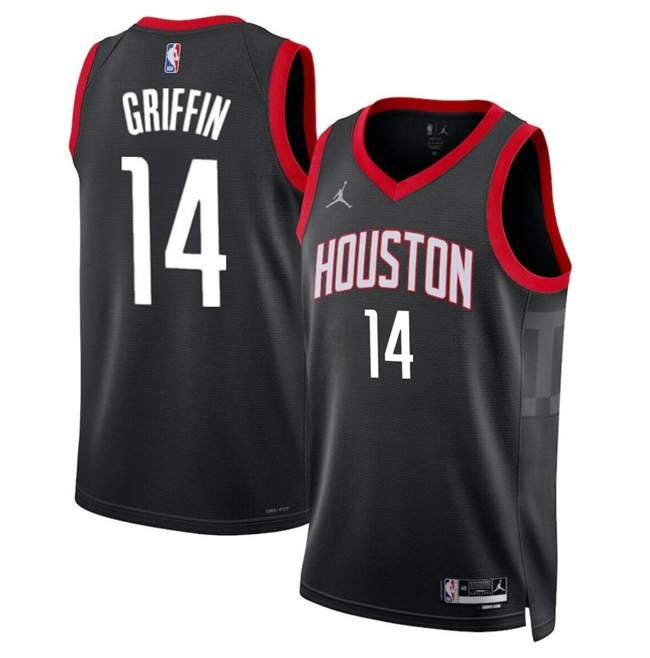 Personalized Men’s Houston Rockets #14 AJ Griffin Black Statement Edition Stitched Jersey