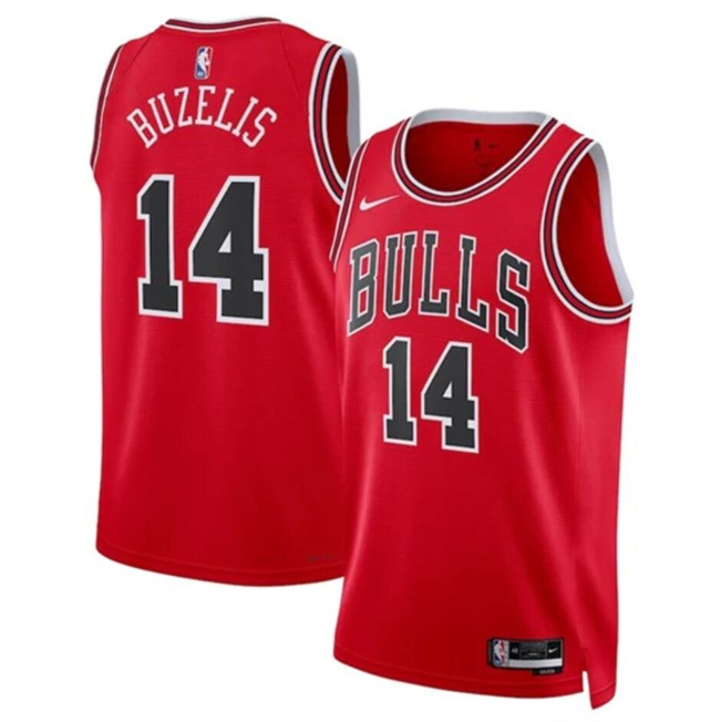 Personalized Men’s Chicago Bulls #14 Matas Buzelis Red 2024 Draft Icon Edition Stitched Basketball Jersey