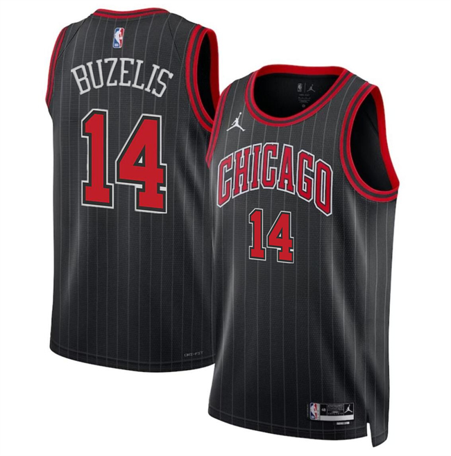 Personalized Men’s Chicago Bulls #14 Matas Buzelis Black 2024 Draft Statement Edition Stitched Basketball Jersey