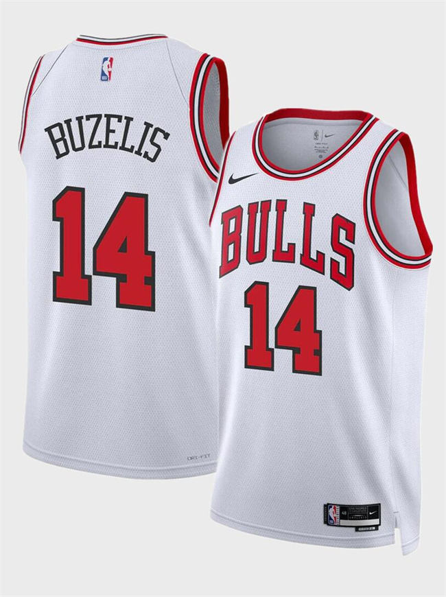 Personalized Men’s Chicago Bulls #14 Matas Buzelis White 2024 Draft Association Edition Stitched Basketball Jersey