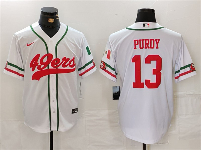 Personalized Men’s San Francisco 49ers #13 Brock Purdy White With Patch Cool Base Stitched Baseball Jersey