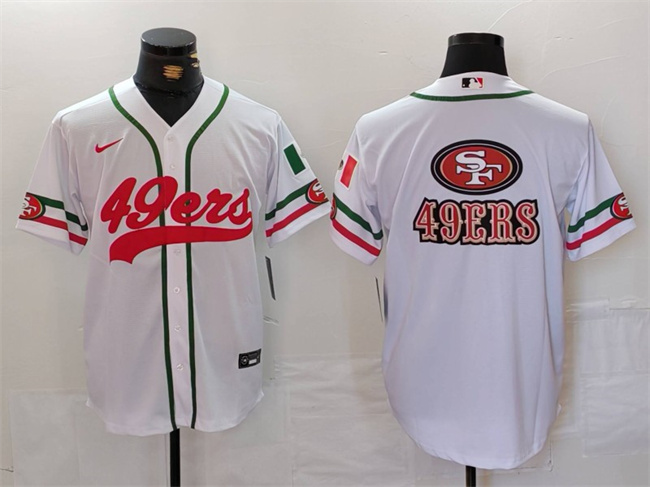 Personalized Men’s San Francisco 49ers Team Big Logo White With Patch Cool Base Stitched Baseball Jersey