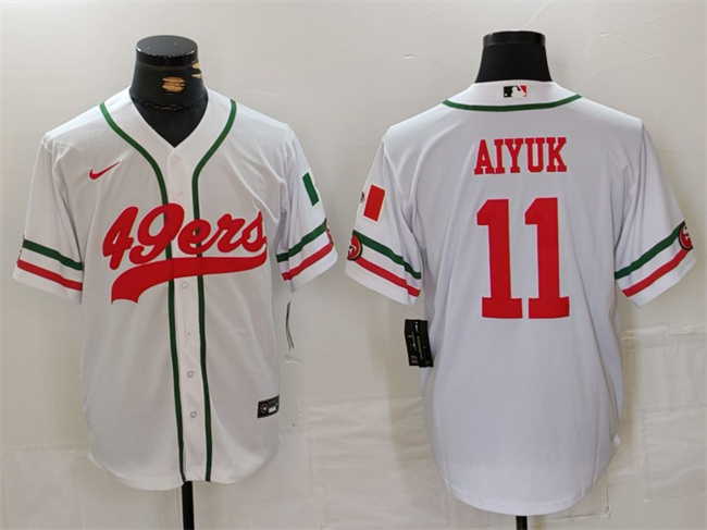 Personalized Men’s San Francisco 49ers #11 Brandon Aiyuk White With Patch Cool Base Stitched Baseball Jersey
