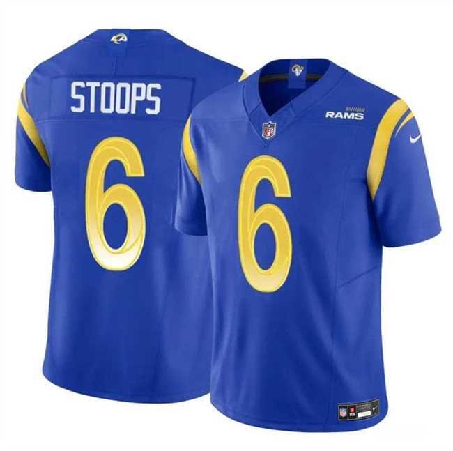 Personalized Men’s Los Angeles Rams #6 Drake Stoops Blue 2024 Draft F.U.S.E Untouchable Stitched Football Jersey