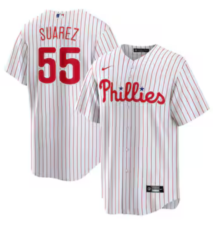 Personalized Philadelphia Phillies #55 Suarez White Jersey