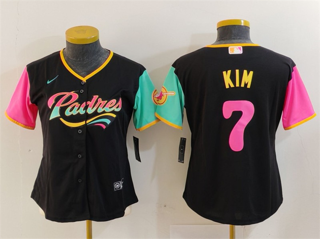 Personalized Women’s San Diego Padres #7 Ha Seong Kim Black City Connect Stitched Baseball Jersey(Run Small)